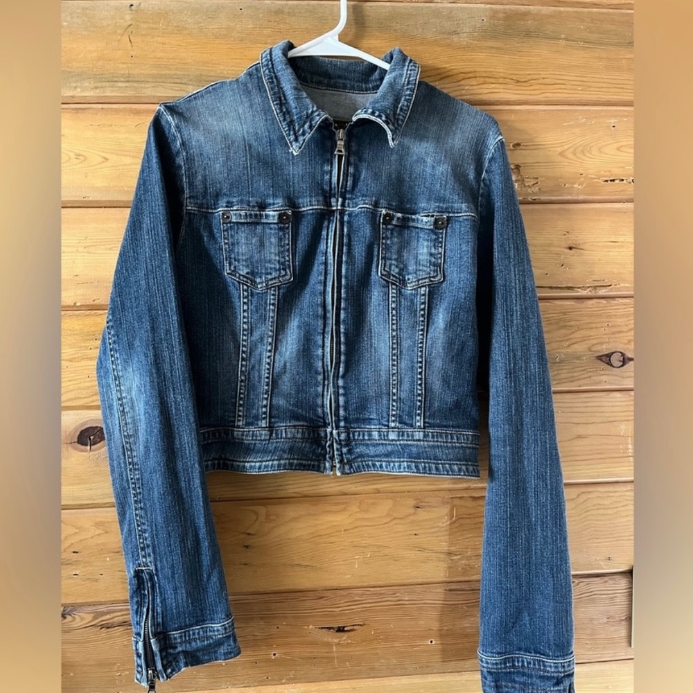 Vintage GUESS Denim Jacket cropped stretch SZ Large